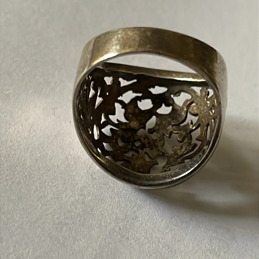 Sterling Silver .925 Filigree floral Dome Ring Vintage - Picture 3 of 10